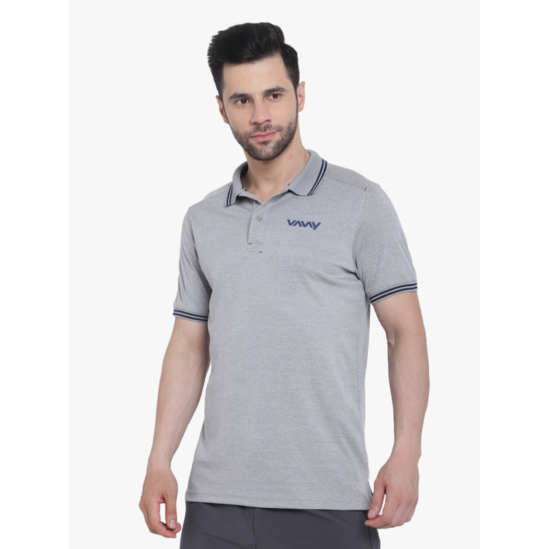 Travel Polo T-Shirt Grey - Image 3